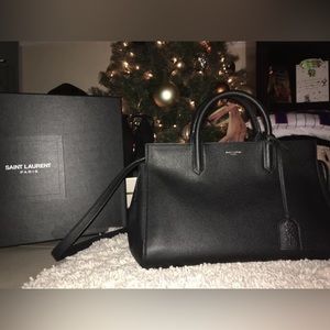 YSL Saint Laurent Cabas Rive Gauche Bag, Black Authentic Purse